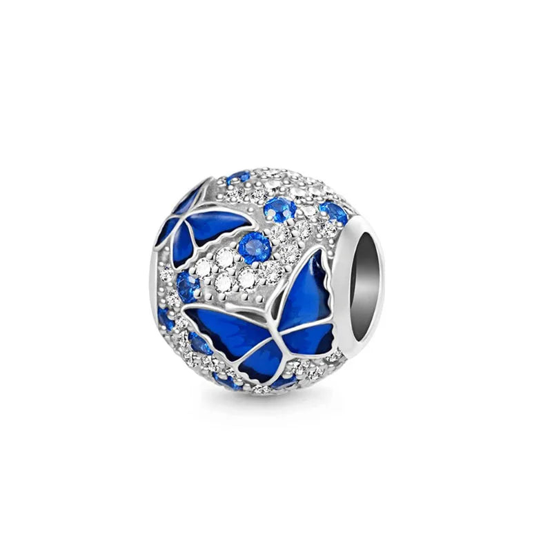European Summer Blue Series Turtle Flower Pendant Fit S925 European 925 Sterling Silver Bracelet Bangles Necklace