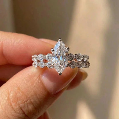 925 Sterling Silver Fashion Classic Marquise Zircon Ring For Women Engagement Wedding Luxury High Quality Fine Jewelry Hot Sales