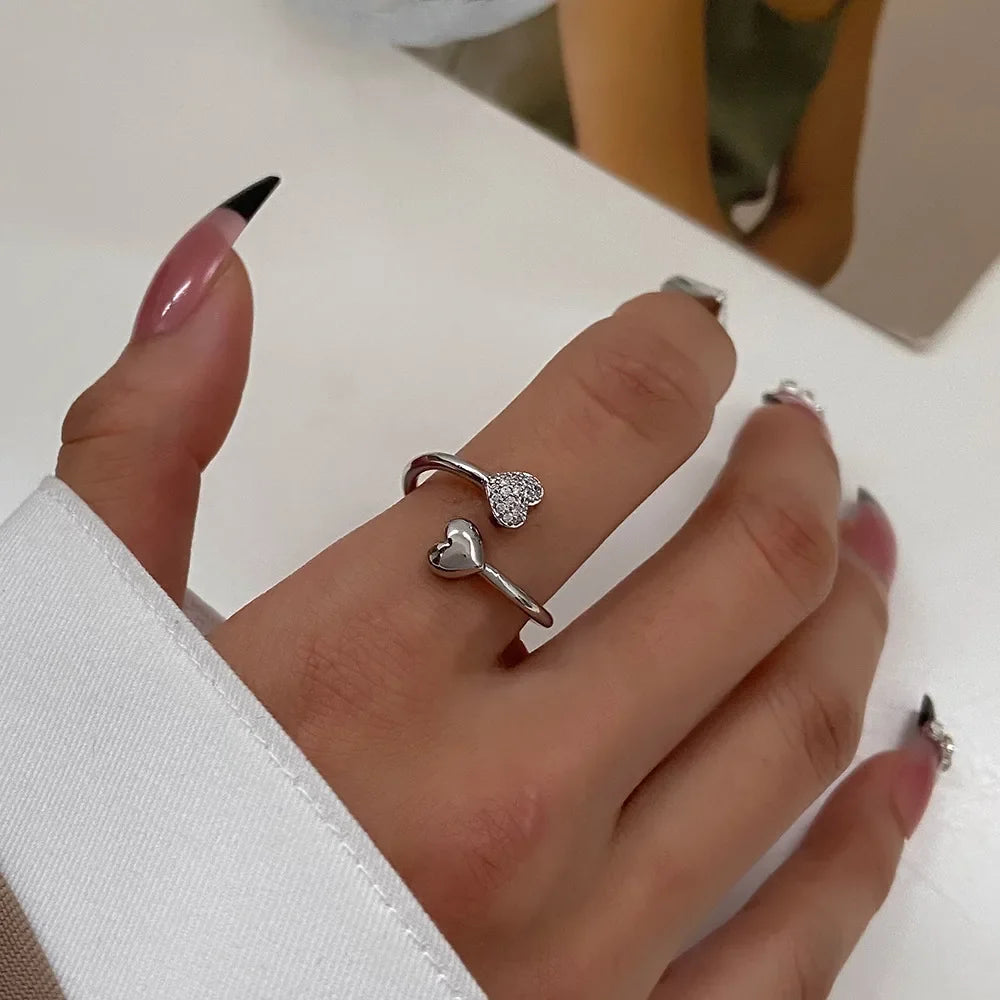 Yupsk Korean Fashion Micropaved Crystal Zirconia Bow Ring for Women Girls Exquisite Ins Trendy Minimalist Finger Rings Jewelry