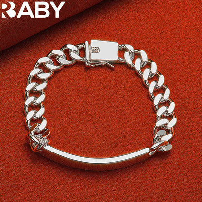 URBABY 925 Sterling Silver Square Chain Bracelets For Women Wedding Party Anniversary Gift Fashion Fine Jewelry