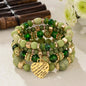 4Pcs Boho Crystal Beads Chain Bracelet Set For Women Vintage Heart Charm Elastic Bangle Female Fashion Party Jewelry