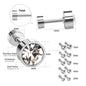 LUXUSTEEL 3mm-7mm Black White CZ Zircon Stud Earrings | Screw Back Stainless Steel No Fade
