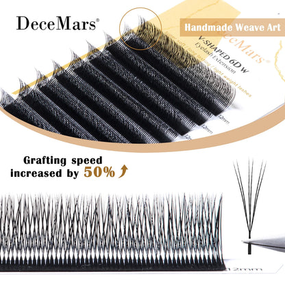 DeceMars V-shaped 6D Eyelash Extensions | Matte Black 12 Rows/Tray