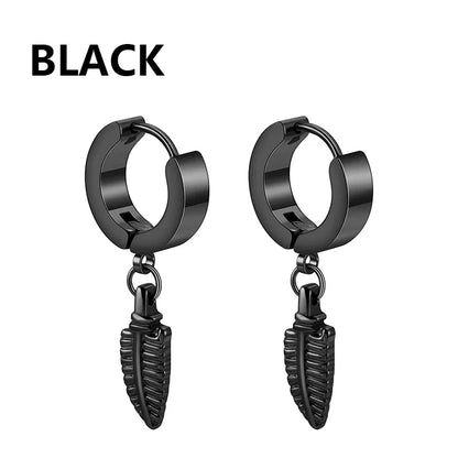 Vintage Punk Stainless Steel Stud Earrings for Men Women | 1 Pair Black Earrings Set