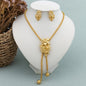 New Fashion Gold Plated Jewelry Set Pendant Dubai Italy Necklace Drop Earrings for Women Adjustable Chain Party Bohemia Jewelry