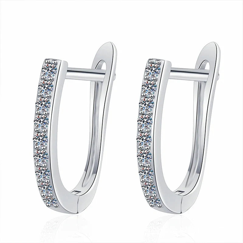 NeeTim Full Moissanite Hoop Earrings 925 Sterling Silver Lab Diamond Sparkling Earring for Women Party Wedding Designer Earrings