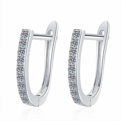 NeeTim Full Moissanite Hoop Earrings 925 Sterling Silver Lab Diamond Sparkling Earring for Women Party Wedding Designer Earrings
