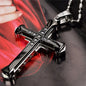 Men's Crystal Cross Pendant Necklace, Gold/Black/Blue Zirconia, Stainless Steel Jesus Cross Jewelry