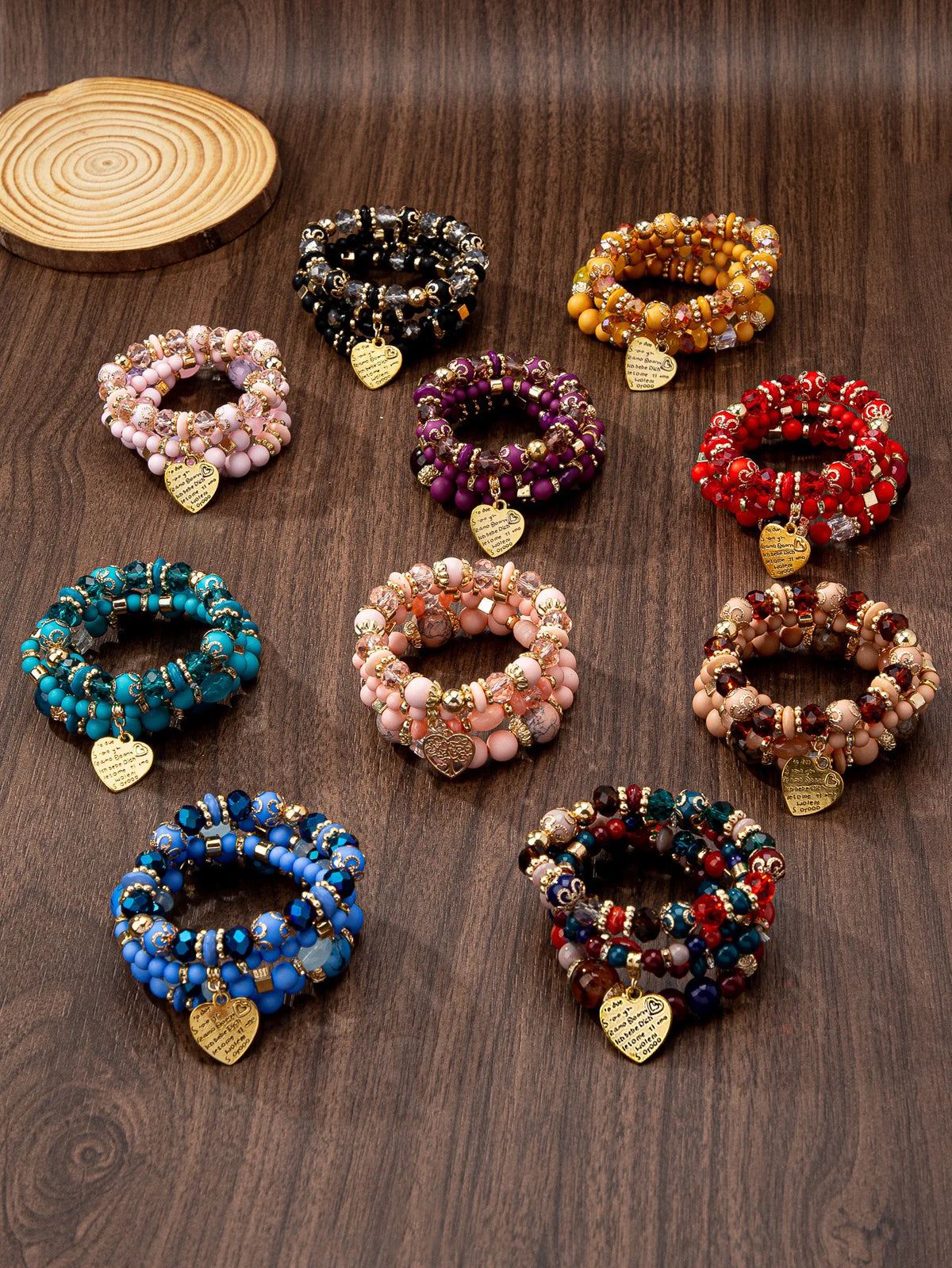 WG Bracelet Stackable Bead Bracelets Ladies Mens Stretch Multilayer Bracelet Set Multicolor Jewelry Earrings Bracelet Set
