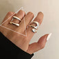 PANJBJ 925 Sterling Silver Pearl Irregular Ring | Women Shell Overlapping Hollow Sweet Design Jewelry