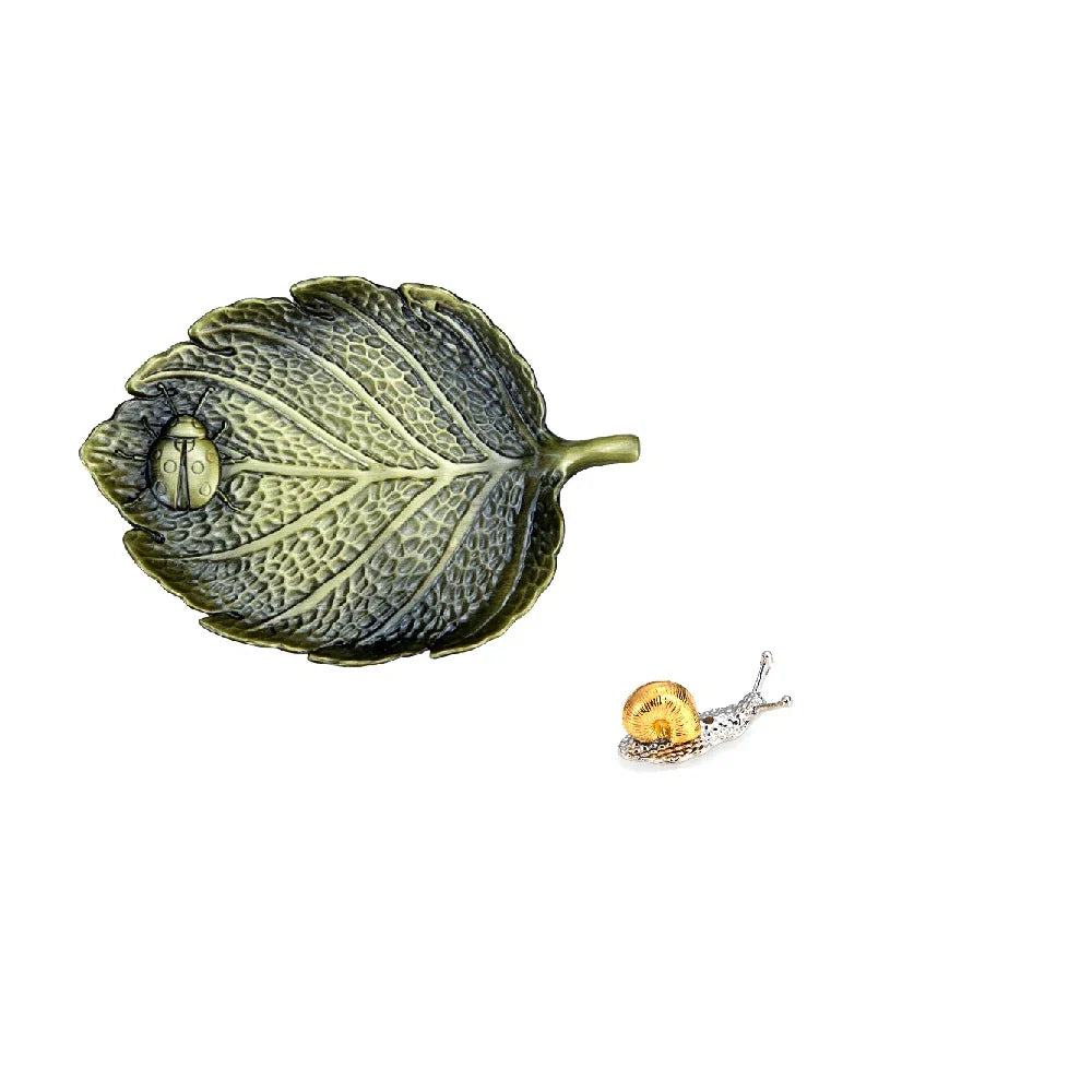 Leaf Snail Incense Burner | Antique Metal Incense Plate for Living Room