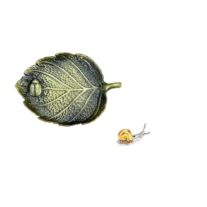 Leaf Snail Incense Burner | Antique Metal Incense Plate for Living Room