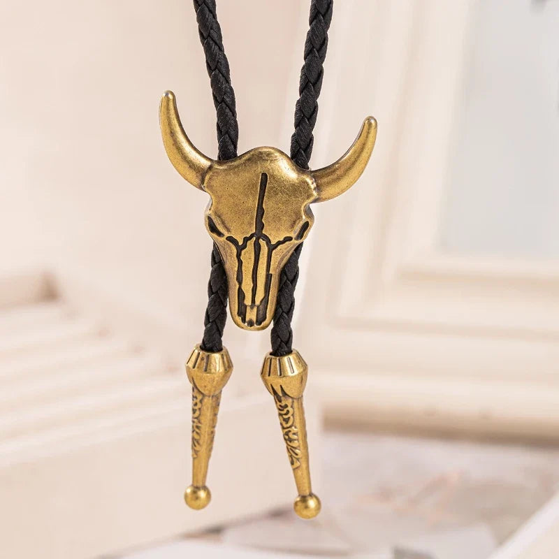 1Pcs Men's Long Necklace Pendant Bullhead Western Cowboy Elements Creative Styling Adjustable Chain Necklace Pendant