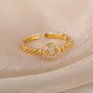 Anillos Gold Color Cubic Zirconia Chic Rings For Women 2025 Punk Elegant Wedding Party Aesthetic Stainless Steel Ring Jewelry