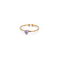 2025 Birth Colorful Cubic Zircon Heart Opening Rings For Women Fashion Dainty Stainless Steel Princess Ring Jewelry Wedding Gift