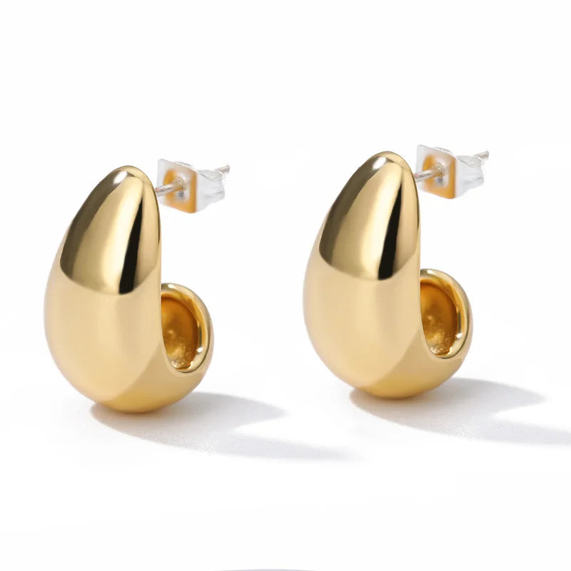 Chunky Drop Hoop Earrings for Women Stainless Steel Gold Color Piercing Earring 2024 Trend New In Trend Jewelry aretes mujer