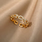 Fashion Zircon Sun Flower Rings For Women Stainless Steel Gold Color Geometric Ring Trendy Wedding Party Aesthetic Jewelry Gifts