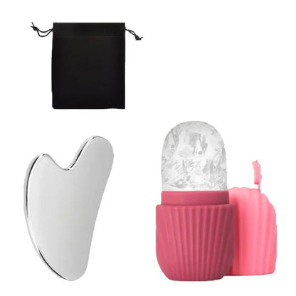 Ice Face Roller and Gua Sha Set | Stainless Steel Facial Massage Tools