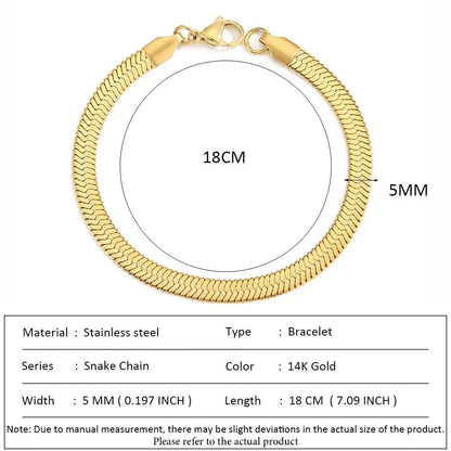SUNIBI Classic Snake Chain Bracelets for Women Trend  Fashion Stainless Steel Cuban Chain Bracelet Trendy Woman Gifts Jewelry