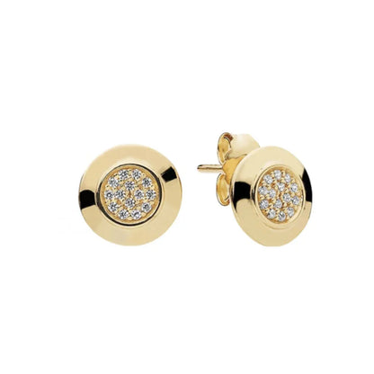 European New Cross Sunflower Gold Color Stud Earrings, Fit Women's Festival Exquisite Charm Jewelry Gifts  925 Silver