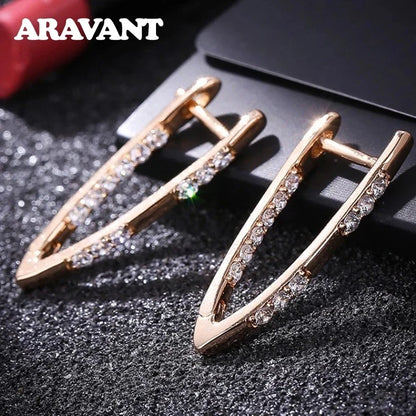 Aravant 925 Silver 18K Gold Cubic Zirconia Hoop Earrings For Women Fashion Jewelry