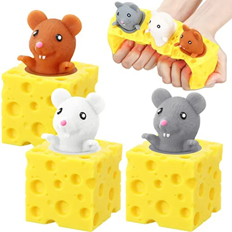 Squeeze Cheese Cup Fidget Toy Set | Mouse Rabbit Frog Stress Relief