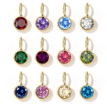 12 Color Birthstone Pendant Month Zirconia for Necklace Color Stone DIY Charms Accessories Birthday Gift Jewelry