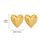 Heart Stripe Chunky Stud Earrings for Women Stainless Steel Gold Color Wedding Aesthetic Earring New Jewelry Accessories BFF