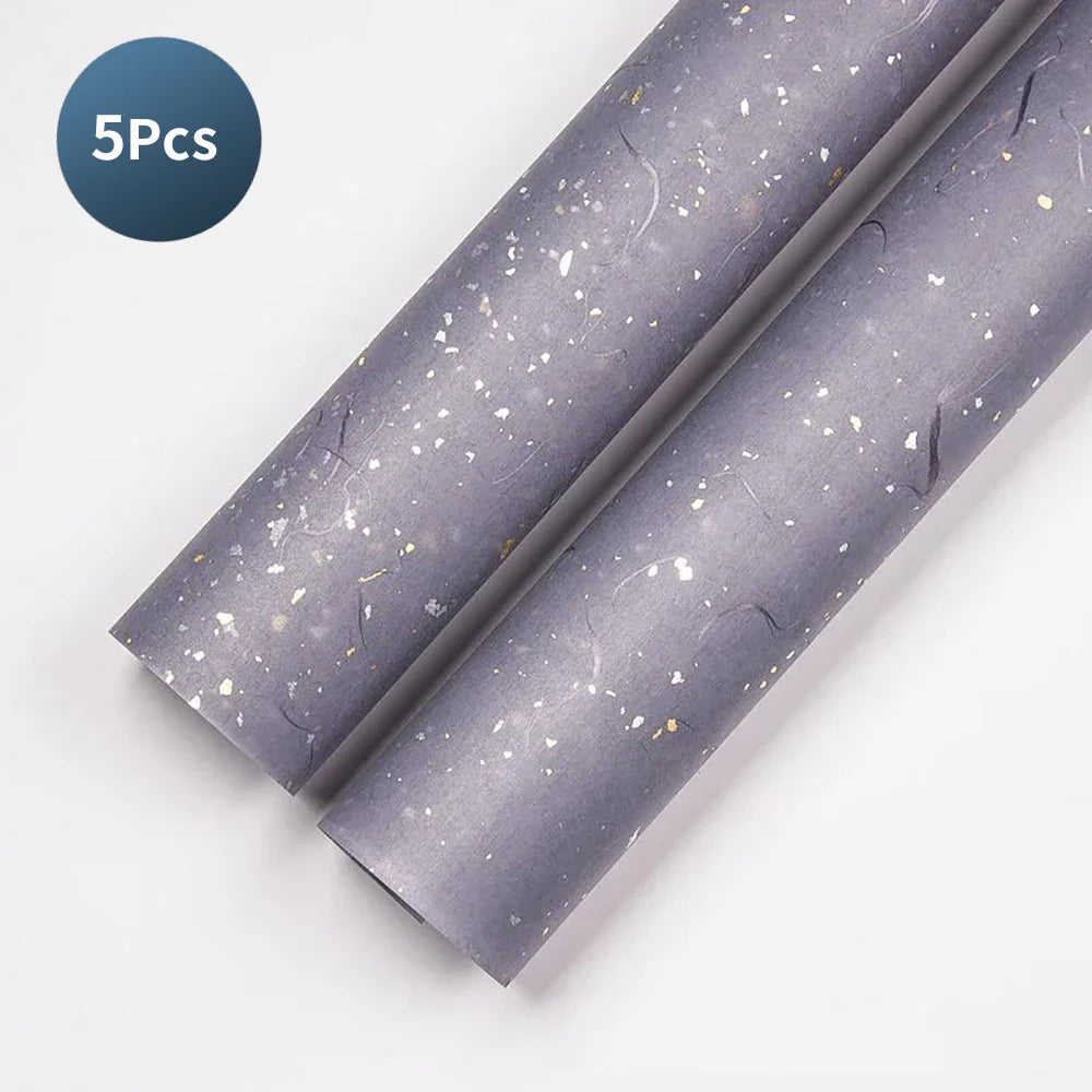 Floral Wrapping Paper Set | 5 Sheets with Gold and Silver Sparkles