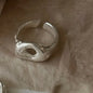 925 Sterling Silver Frosting Geometry Ring | Textured Wide Band for Women