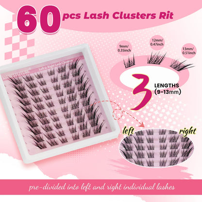 Natural Eyelash Clusters DIY 3D Cat Eye Lashes | C Curly Individual Lashes