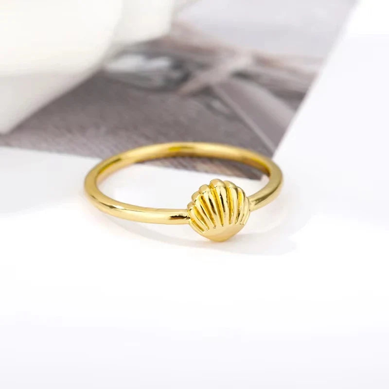 Starfish Shell Stainless Steel Open Rings For Women Fashion Gold Color Finger Ring Trendy Summer Beach Vacation Ocean Jewelry