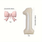 2 Pcs 32 Inch Cream Digital Balloon Set with Pink Bow | Aluminum Foil Party Decor
