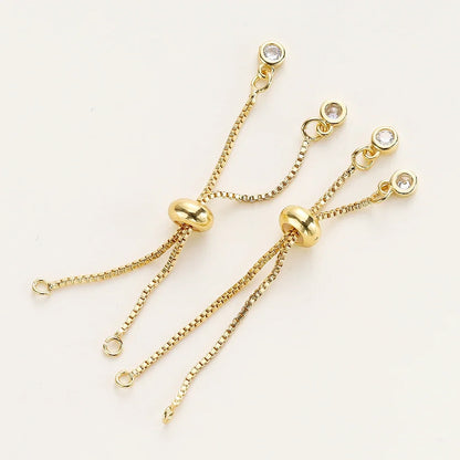 2/4pcs 5/7/12cm 14K/18K Gold Color Plated Brass Adjustable Slider Chains For DIY Bracelet Making Jewelry Making Accessories