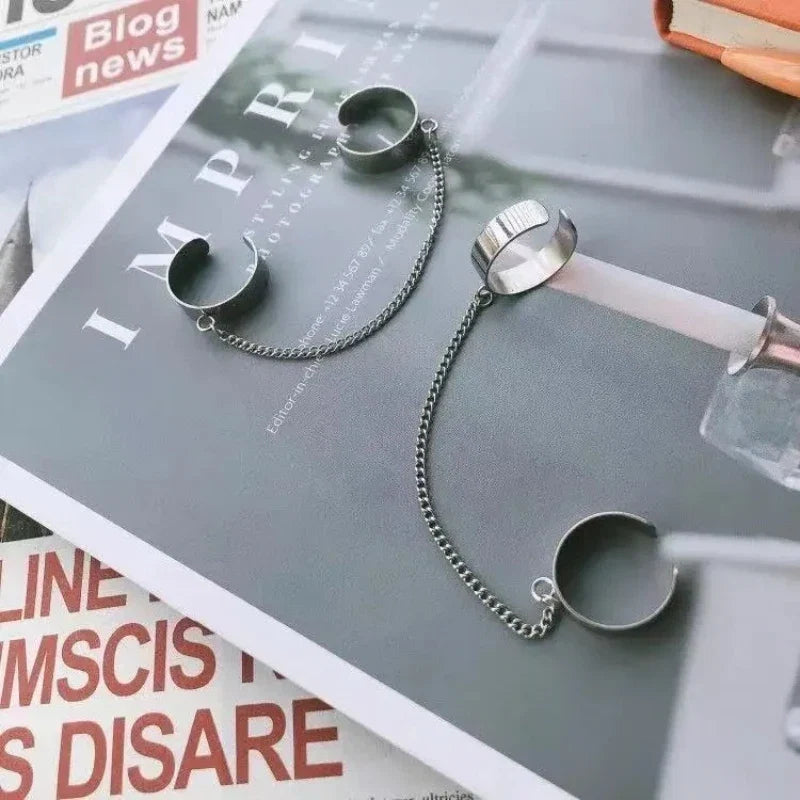 Double Ring Integrated Chain Opening Adjustable Titanium Steel Does Not Fade Bungee Hop Hip Hop Masculinity Retro Super Cool