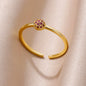 Tiny Green Zircon Round Rings For Women Geometric Stainless Steel Ring Luxury Wedding Christmas Jewelry Gift Free Shipping