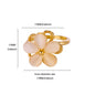 Luxury Zircon Rotable Flower Heart Rings For Women Stainless Steel Gold Color Open Ring 2025 New Fashion Wedding Couple Jewelry