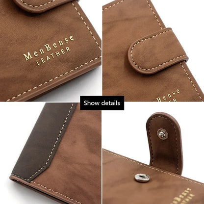 TRISJEM Slim Card Holder Wallet for Men | Short Frosted PU Leather 3-Fold
