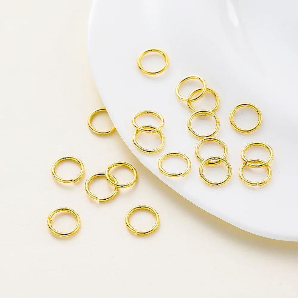 50-200/lot 14K 18K Gold Necklace Open Single Jump Ring Lobster Clasp Connector Split Ring Fitting DIY Jewelry Making Accessories