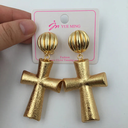 Simple Fashion Earrings for Women Girl Geometric Dubai Gold Plated Drop Earrings Exquisite Creative Wedding Bride Jewelry Party