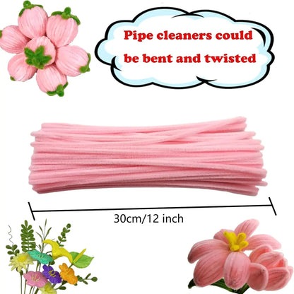 100pcs Pink Pipe Cleaners | Chenille Stems for Art and Craft Supplies