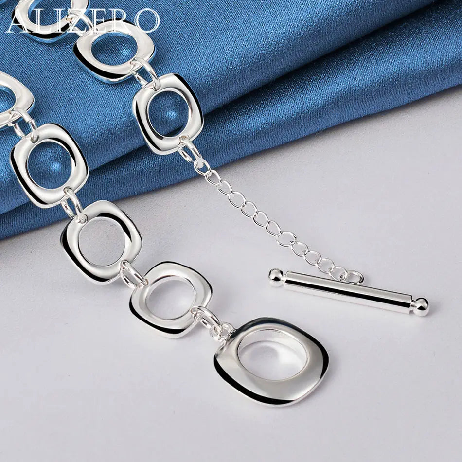 ALIZERO 925 Sterling Silver Necklace 20 inch Squares Chain Necklaces For Women Men Fashion Wedding Party Jewelry Gifts