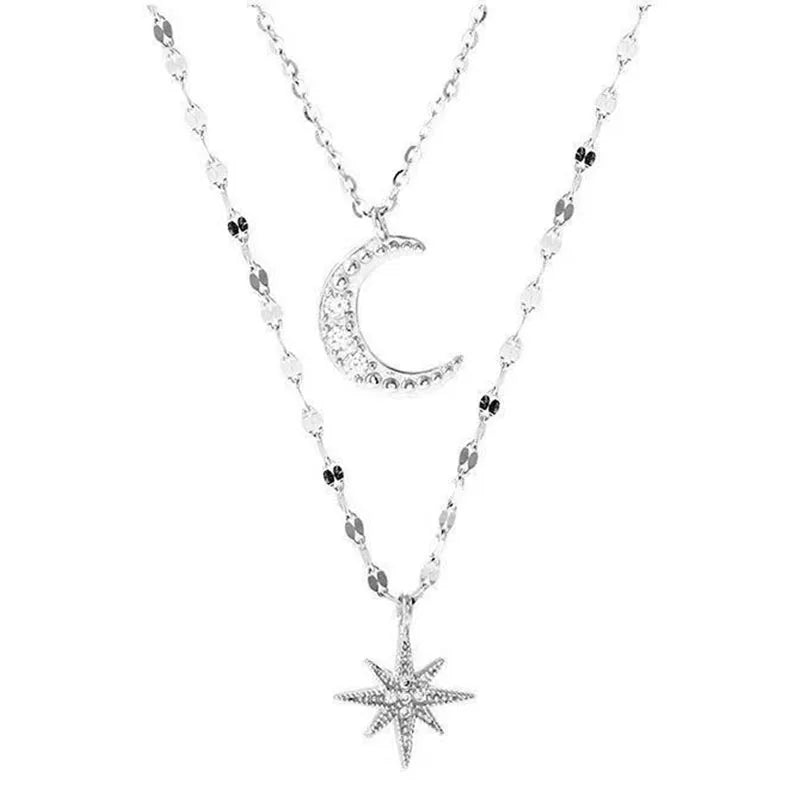 New Shiny Butterfly Necklace Ladies Exquisite Double Layer Clavicle Chain Necklace Jewelry for Ladies Gift
