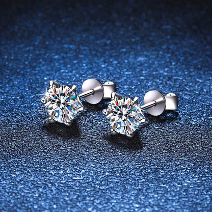NeeTim 0.3-2CT Moissanite Stud Earrings For Women Screw Thread Ear Studs 925 Sterling Silver Wedding Jewelry Pass Diamond Test