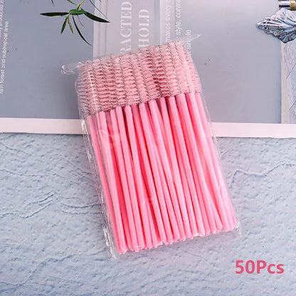 Disposable Eyelash Brushes 50 Pack | Mascara Wands Applicator Spoolies for Lash Extensions