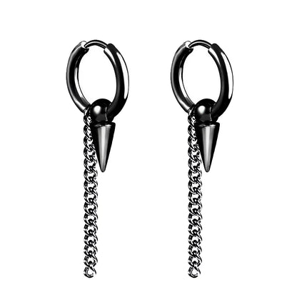 Black Arrow Punk Stainless Steel Stud Earrings | Unisex Gothic Ear Clip Set