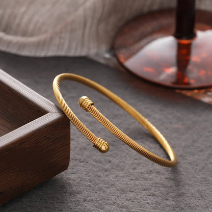 woiwoi Stainless Steel Bracelets Vintage Fashion Simplicity Temperament Decals Wires Metal Bracelet For Women Jewelry Gifts
