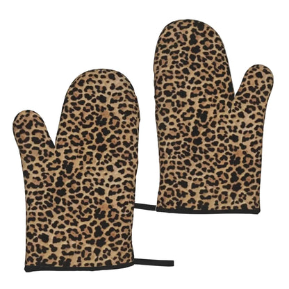 Leopard Print Oven Gloves Set | Heat Resistant Kitchen and BBQ Gloves