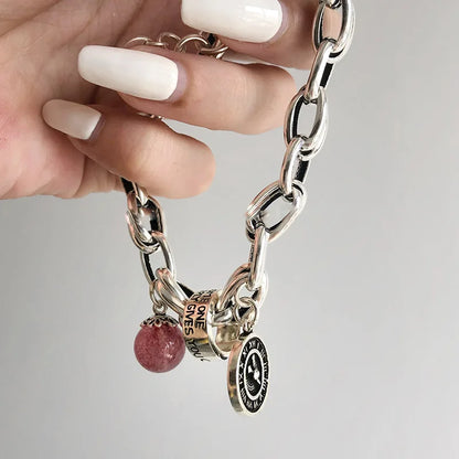 Sterling Silver plated Thai Silver Bracelet for Women Vintage Geometric Heart Love Lucky Punk Jewelry 2023 New Dropship