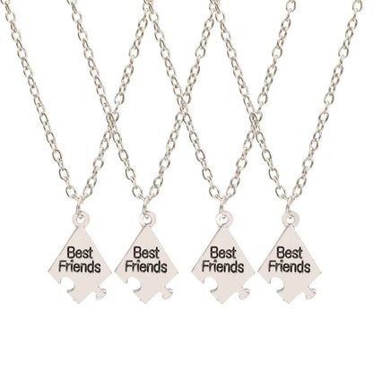 4/5/6/7/8 Pcs Unisex Alloy Best Friend Necklace Pendant Set Creative Trendy Fashion Necklace Jewelry gifts For Friend
